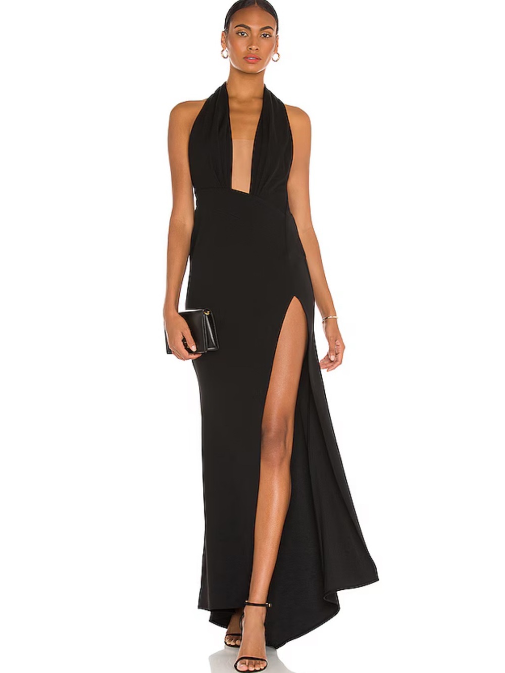 Katie May Size XS Legs For Days Backless Halter Neck Gown in Black